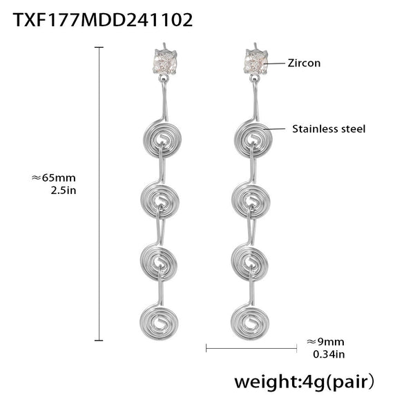 Stainless Steel Mosquito Incense Plate Tassel Jewelry Electroplating Fashion Geometric Women's Earrings Necklace Set