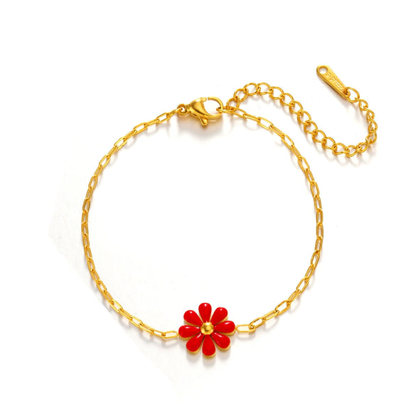 Stainless Steel Multicolor Oil Dripping Flower Electroplating Bracelet For Women