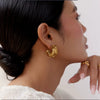Stainless Steel Multilayer Cshaped Geometric Winding Electroplated Women's Earrings