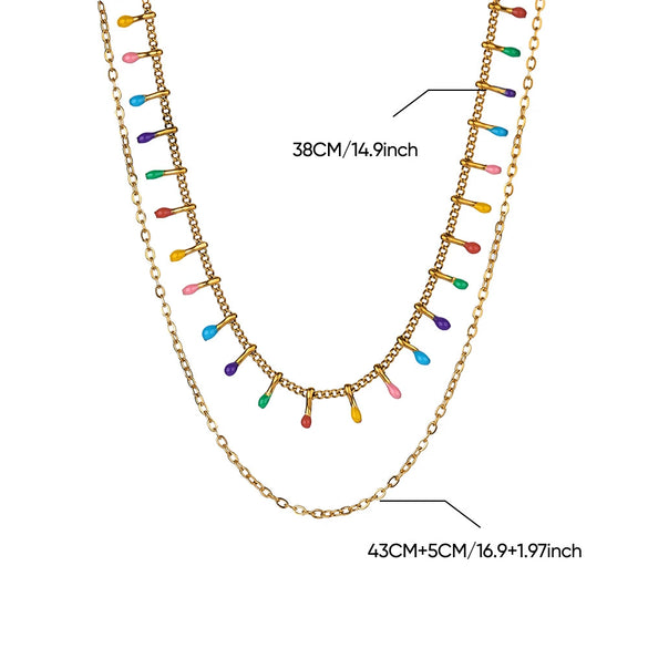 Stainless Steel Multilayer Geometric Snake Bone Chain Necklace Electroplated Waterproof Not Faded Unisex Jewelry