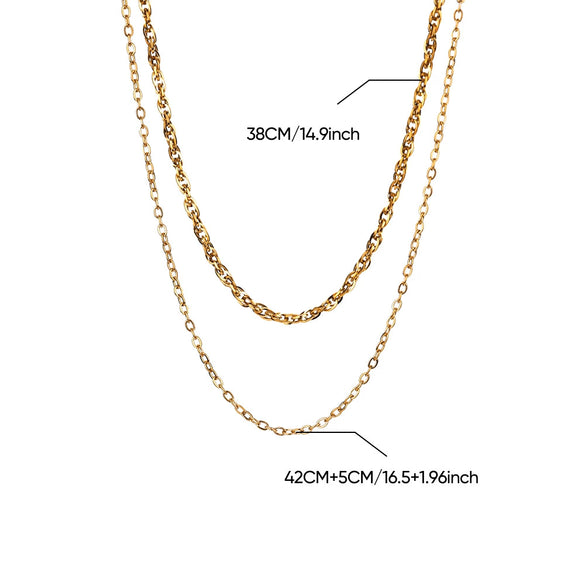 Stainless Steel Multilayer Geometric Snake Bone Chain Necklace Electroplated Waterproof Not Faded Unisex Jewelry