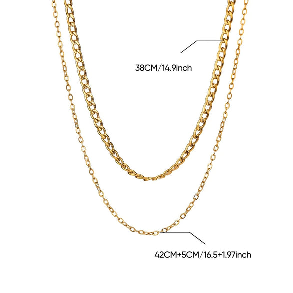 Stainless Steel Multilayer Geometric Snake Bone Chain Necklace Electroplated Waterproof Not Faded Unisex Jewelry