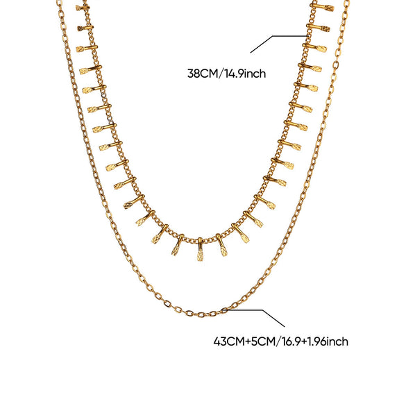 Stainless Steel Multilayer Geometric Snake Bone Chain Necklace Electroplated Waterproof Not Faded Unisex Jewelry