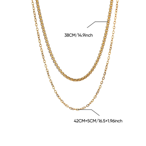 Stainless Steel Multilayer Geometric Snake Bone Chain Necklace Electroplated Waterproof Not Faded Unisex Jewelry