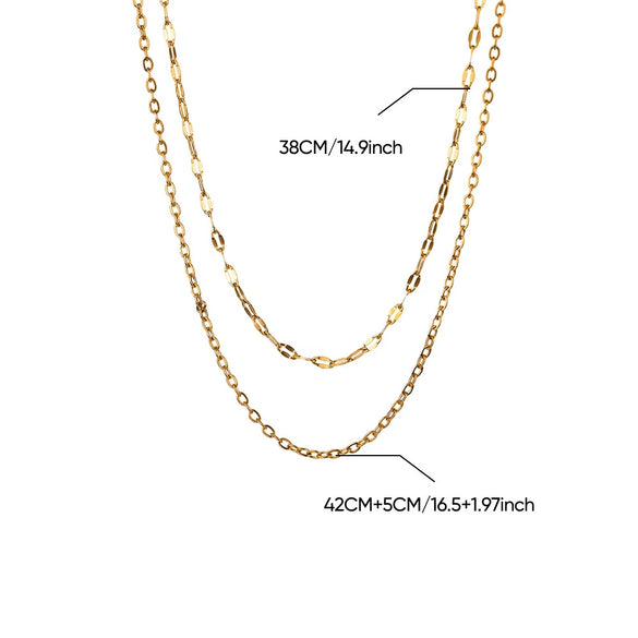 Stainless Steel Multilayer Geometric Snake Bone Chain Necklace Electroplated Waterproof Not Faded Unisex Jewelry
