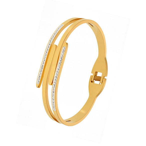 316L Stainless Steel Multilayered Bracelet Plated With Real Gold Fashionable Geometric Design