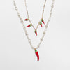 Stainless Steel Multipendant Necklace With Heart Strawberry Pepper Watermelon Dice Star Shapes Electroplated
