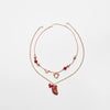 Stainless Steel Multipendant Necklace With Heart Strawberry Pepper Watermelon Dice Star Shapes Electroplated