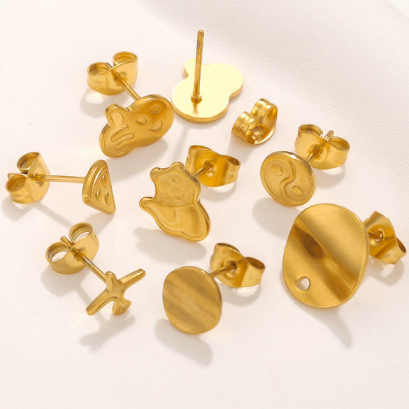 Stainless Steel Multishape Stud Earrings Electroplated Diy Jewelry Accessories