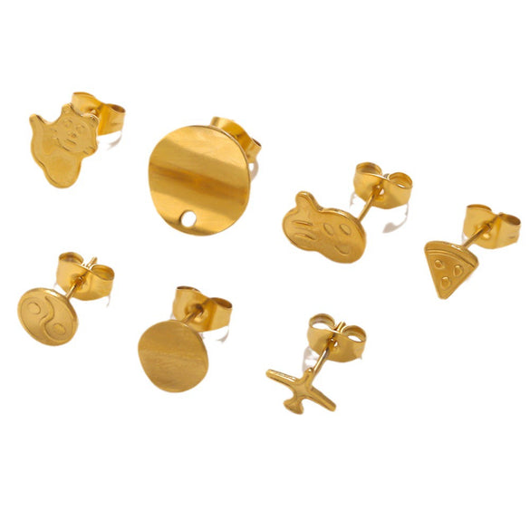 Stainless Steel Multishape Stud Earrings Electroplated Diy Jewelry Accessories