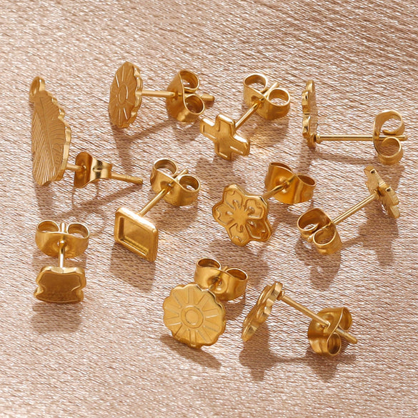Stainless Steel Multishape Stud Earrings Electroplated Diy Jewelry Accessories