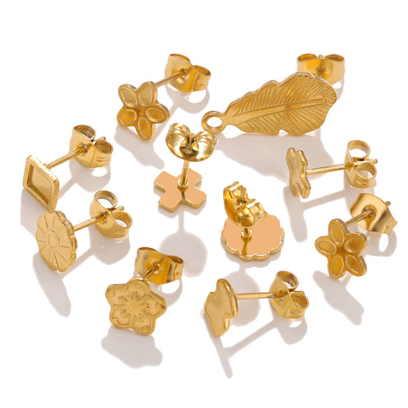 Stainless Steel Multishape Stud Earrings Electroplated Diy Jewelry Accessories