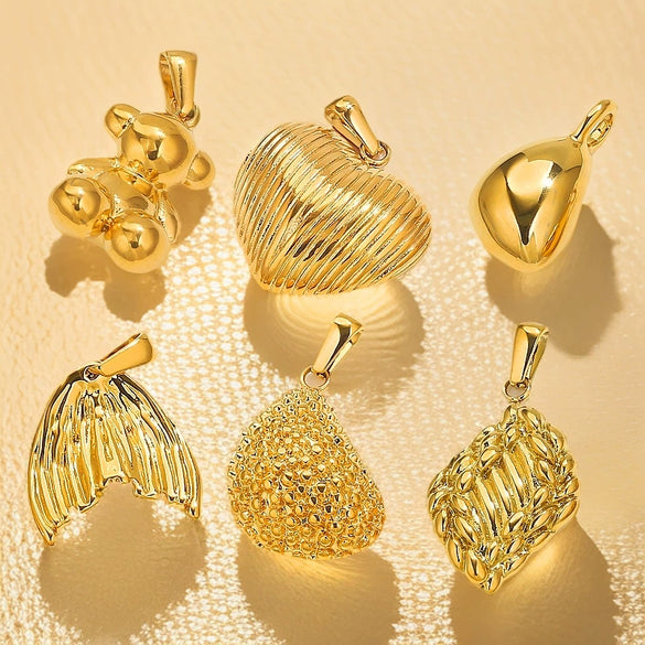 Stainless Steel Multistyle Pendant With Love Drops Bells Pattern Electroplated Diy Accessories