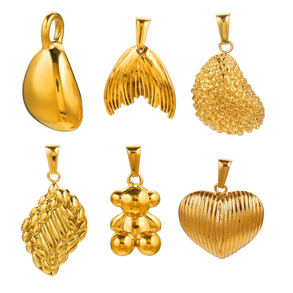 Stainless Steel Multistyle Pendant With Love Drops Bells Pattern Electroplated Diy Accessories