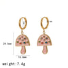 Stainless Steel Mushroom Geometric Colored Diamond Jewelry Set Necklace And Earrings