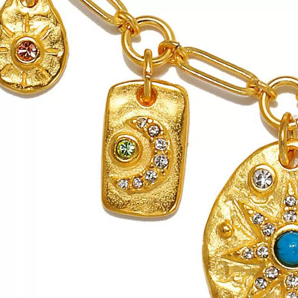 Stainless Steel Myth And Magic Pendant With Star And Drop Shape Electroplated In 18K Gold Color