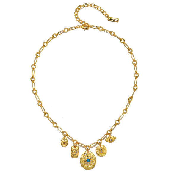 Stainless Steel Myth And Magic Pendant With Star And Drop Shape Electroplated In 18K Gold Color