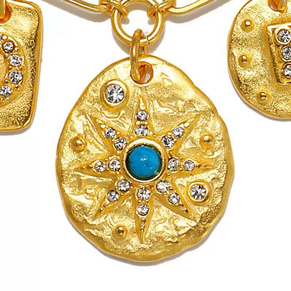 Stainless Steel Myth And Magic Pendant With Star And Drop Shape Electroplated In 18K Gold Color