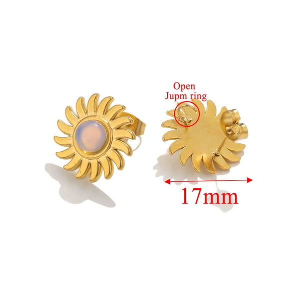 Stainless Steel Natural Geometric Tiger Eye Stone Stud Earrings Electroplated Diy Jewelry Accessories Unisex