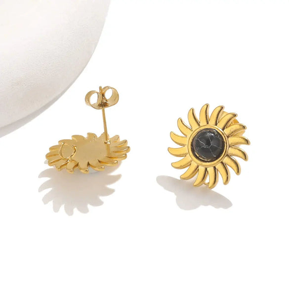Stainless Steel Natural Geometric Tiger Eye Stone Stud Earrings Electroplated Diy Jewelry Accessories Unisex