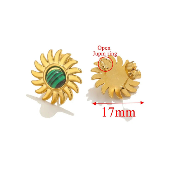 Stainless Steel Natural Geometric Tiger Eye Stone Stud Earrings Electroplated Diy Jewelry Accessories Unisex