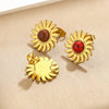 Stainless Steel Natural Geometric Tiger Eye Stone Stud Earrings Electroplated Diy Jewelry Accessories Unisex