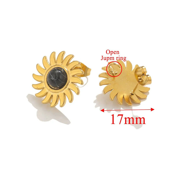 Stainless Steel Natural Geometric Tiger Eye Stone Stud Earrings Electroplated Diy Jewelry Accessories Unisex