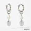 Stainless Steel Natural Pearl Geometric Pendant Earrings Electroplated For Girls Simple High End Fashion