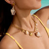 Stainless Steel Natural Shell Conch Earrings And Necklace Electroplating Style