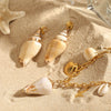 Stainless Steel Natural Shell Conch Earrings And Necklace Electroplating Style