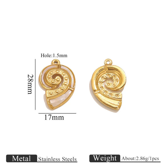 Stainless Steel Natural Shellfish Turtle Starfish Conch Jewelry Diy Pendant Accessories With Electroplating And Totem Pattern