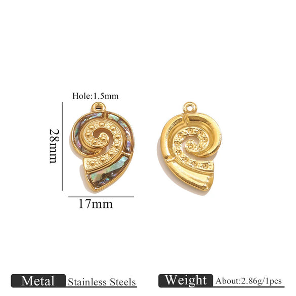 Stainless Steel Natural Shellfish Turtle Starfish Conch Jewelry Diy Pendant Accessories With Electroplating And Totem Pattern