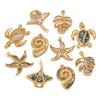 Stainless Steel Natural Shellfish Turtle Starfish Conch Jewelry Diy Pendant Accessories With Electroplating And Totem Pattern
