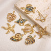 Stainless Steel Natural Shellfish Turtle Starfish Conch Jewelry Diy Pendant Accessories With Electroplating And Totem Pattern