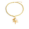 Stainless Steel Natural Stone Diy Handmade Necklace With Color Rope Ushaped Geometric Animal Zodiac Electroplated For Women