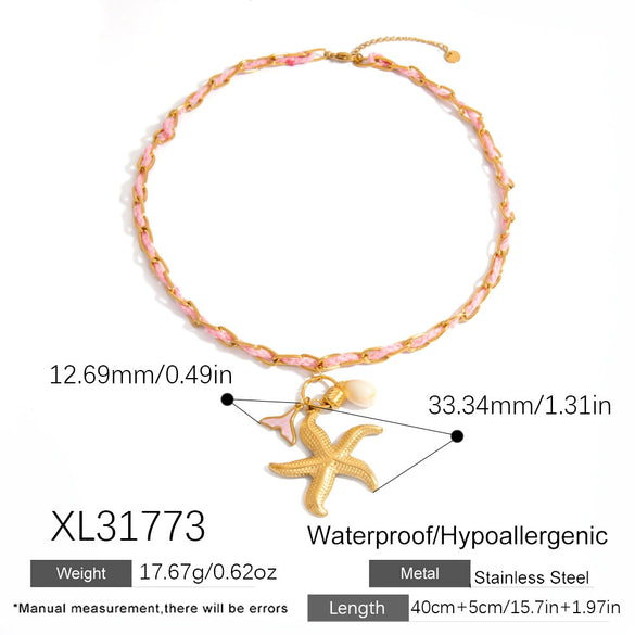 Stainless Steel Natural Stone Diy Handmade Necklace With Color Rope Ushaped Geometric Animal Zodiac Electroplated For Women