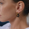 Stainless Steel Natural Stone Flower Earrings Geometric Plated Stud Earrings For Women