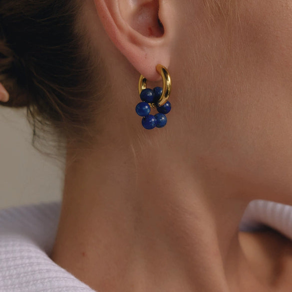 Stainless Steel Natural Stone Flower Earrings Geometric Plated Stud Earrings For Women