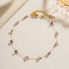 Stainless Steel Natural Stone Geometric Anklet For Women Retro Fashion Jewelry