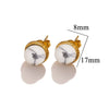 Stainless Steel Natural Stone Geometric Stud Earrings Electroplated Unisex