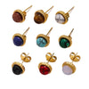 Stainless Steel Natural Stone Geometric Stud Earrings Electroplated Unisex