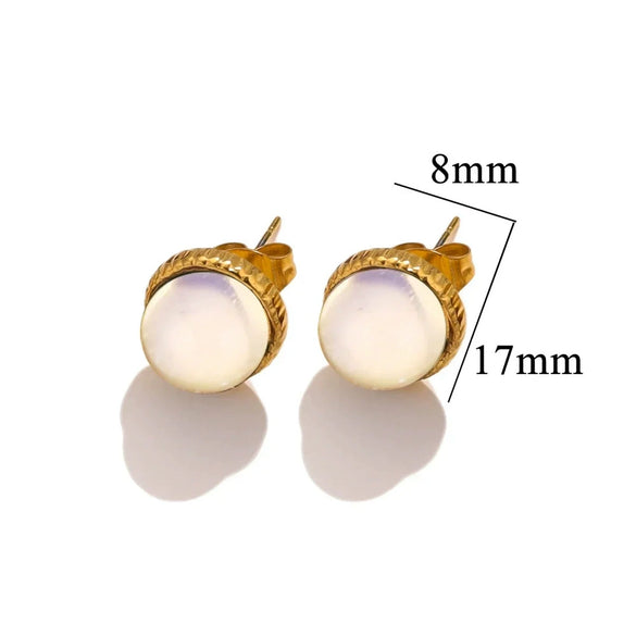 Stainless Steel Natural Stone Geometric Stud Earrings Electroplated Unisex