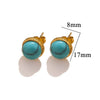 Stainless Steel Natural Stone Geometric Stud Earrings Electroplated Unisex