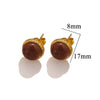 Stainless Steel Natural Stone Geometric Stud Earrings Electroplated Unisex