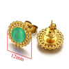 Stainless Steel Natural Stone Geometric Stud Earrings With Electroplating