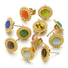 Stainless Steel Natural Stone Geometric Stud Earrings With Electroplating