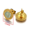 Stainless Steel Natural Stone Geometric Stud Earrings With Electroplating
