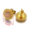 Stainless Steel Natural Stone Geometric Stud Earrings With Electroplating