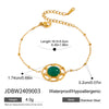 Stainless Steel Natural Stone Green Agate Hollow Geometric Pendant Bracelet With Electroplating For Women