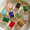 Stainless Steel Natural Stone Inlaid Handmade Niche Geometric Pendant For Necklace And Bracelet
